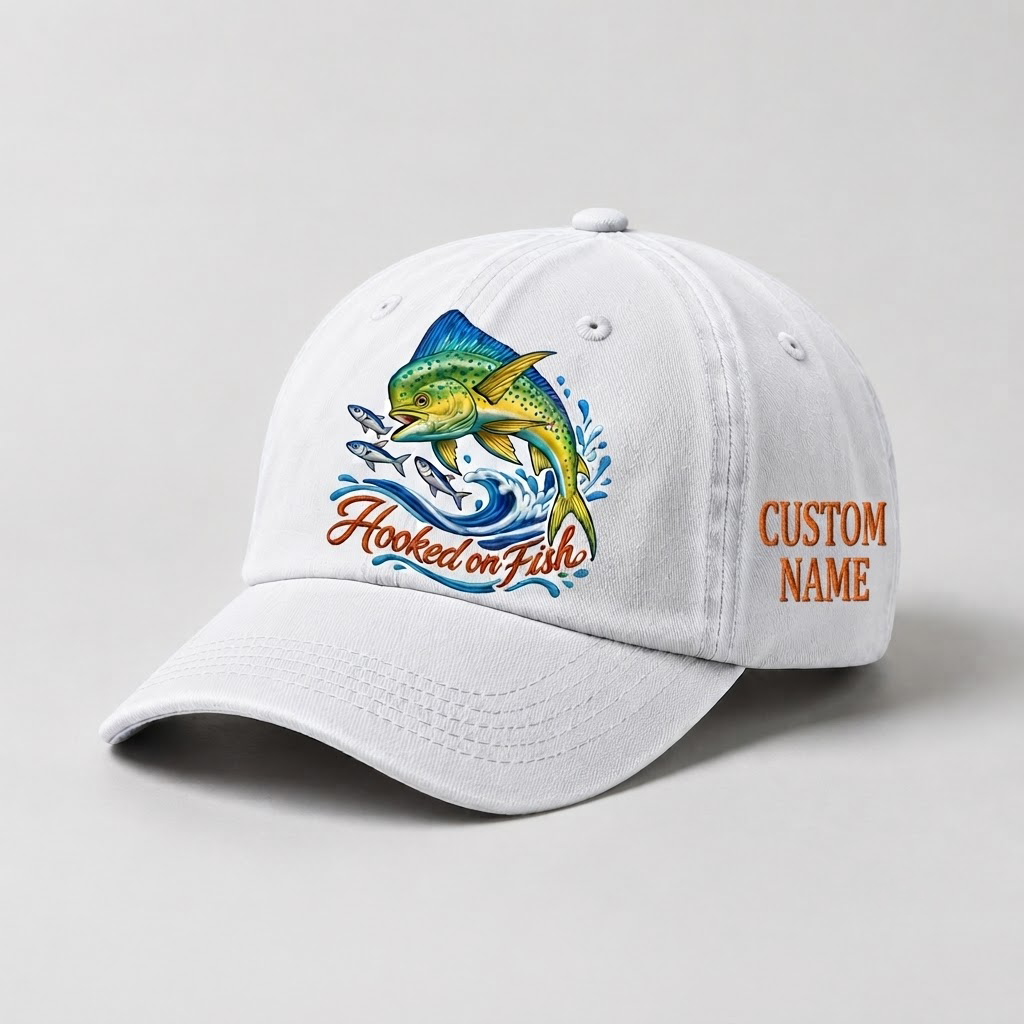 Mahi Mahi Fishing Hat, Personalized Fisherman Dad Cap, Vintage Angler Gift, Outdoor Sports Hat, Fishing Lover Gift