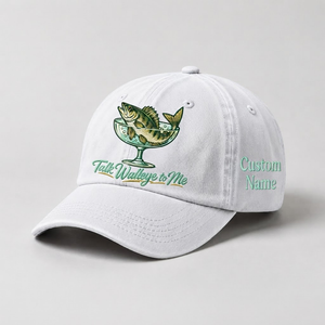 Custom Walleye Hat, Personalized Talk Walleye To Me Fishing Cap, Vintage Angler Gift, Fisherman Dad Hat, Outdoor Sports Embroidered Hat - 4