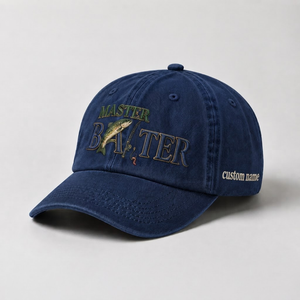 Master Baiter Trout Fishing Embroidered Hat, Personalized Dad Cap, Custom Trout Fisherman Gift, Vintage Washed Baseball Hat - 3