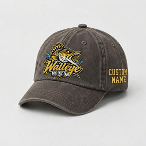 Custom Walleye Hat, Personalized Walleye Mode On Fishing Cap, Vintage Angler Gift, Fisherman Dad Hat, Outdoor Sports Embroidered Hat - 5