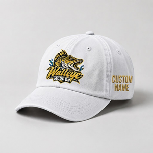 Custom Walleye Hat, Personalized Walleye Mode On Fishing Cap, Vintage Angler Gift, Fisherman Dad Hat, Outdoor Sports Embroidered Hat - 4