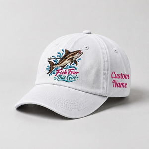 Spearfishing Hats For Women, Fish Fear This Girl Custom Embroidered Baseball Cap, Personalized Vintage Washed Hat, Scuba Diving Gift - 4