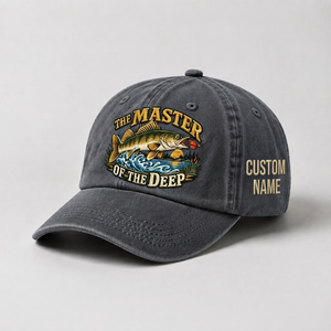 Custom Walleye Hat, Personalized The Master Of The Deep Fishing Cap, Vintage Angler Gift, Fisherman Dad Hat, Outdoor Sports Embroidered Hat - 1