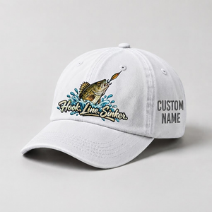 Personalized Walleye Hat, Custom Name Hook Line Sinker Fishing Cap, Vintage Fisherman Gift, Embroidered Outdoor Dad Hat - 4