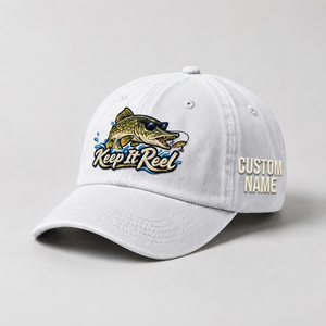 Pike Hat, Custom Keep It Reel Embroidered Cap, Personalized Fisherman Gift, Vintage Washed Cotton Dad Hat, Fishing Merch - 4
