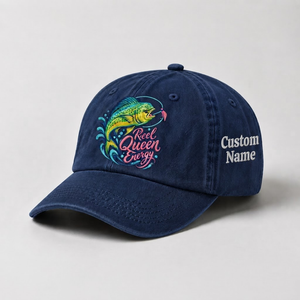 Reel Queen Energy Hat for Women, Custom Fishing Hat for Women, Personalized Mahi Mahi Embroidery Cap,  Gift for Her - 3