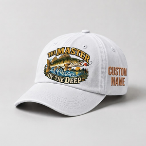 Custom Walleye Hat, Personalized The Master Of The Deep Fishing Cap, Vintage Angler Gift, Fisherman Dad Hat, Outdoor Sports Embroidered Hat - 4