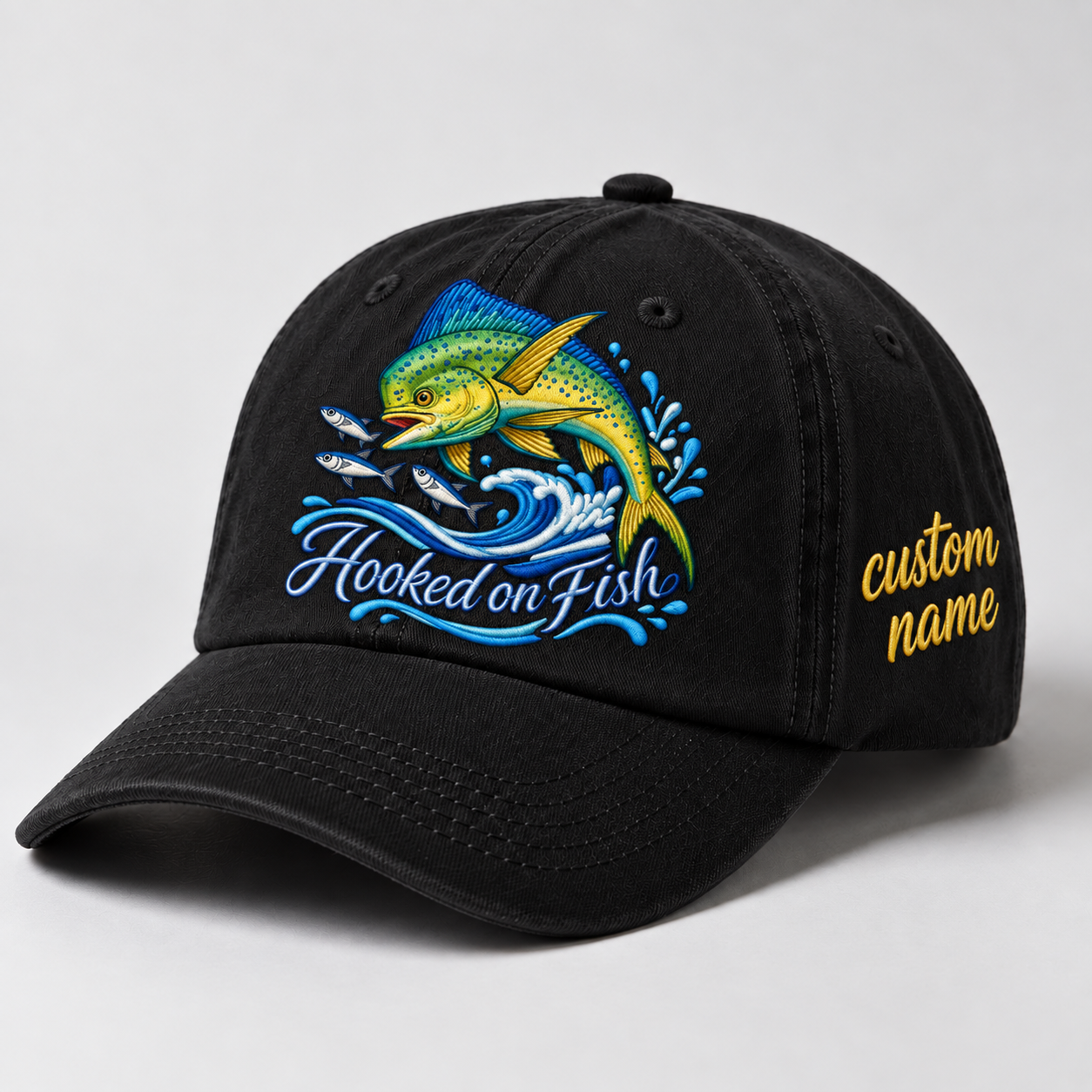 Mahi Mahi Fishing Hat, Personalized Fisherman Dad Cap, Vintage Angler Gift, Outdoor Sports Hat, Fishing Lover Gift