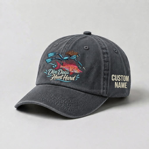 Spearfishing Hats For Women, Dive Deep Hunt Hard Custom Embroidered Baseball Cap, Personalized Vintage Washed Hat, Scuba Diving Gift - 1