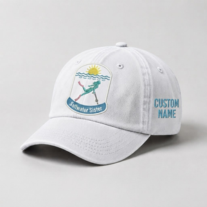 Spearfishing Hats For Women, Custom Saltwater Sister Hat, Personalized Diving Gift, Embroidered Ocean Cap, Scuba Diver Merch - 4