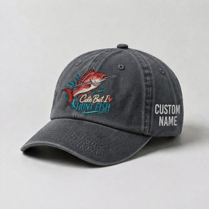 Spearfishing Hats For Women, Cute But I Hunt Fish Custom Embroidered Baseball Cap, Personalized Vintage Washed Hat, Scuba Diving Gift - 1