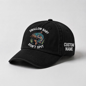 Catfish Fishing Embroidered Hat, Swallow Baby Don'T Spit Hat, Custom Dad Hat, Funny Fisherman Cap, Outdoors Gift, Novelty Meme Cap - 2