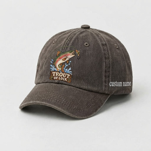Trout of Luck Embroidered Hat, Custom Name Fishing Baseball Cap, Vintage Fisherman Dad Hat, Outdoor Nature Gift, Cute Angler Cap - 5