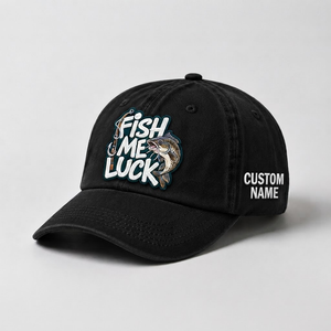 Custom Catfish Fish Me Luck Hat, Embroidered Fishing Cap, Personalized Fisherman Gift, Vintage Dad Hat, Outdoor Sport Hat, Fishing Lover - 2