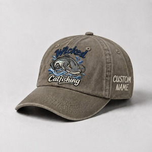 Wicked Catfishing Hat, Personalized Fisherman Gift, Fishing Embroidered Cap,  Vintage Dad Hat, Outdoor Angler Cap - 6