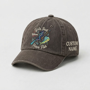 Girls Just Wanna Have Fish Hat, Custom Spearfishing Hat for Women, Personalized Dive Embroidery Cap, Gift For Her - 5