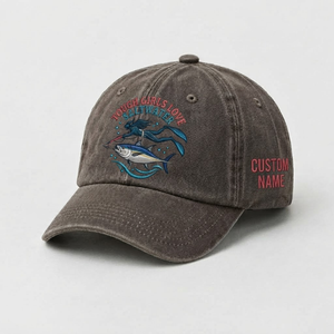 Spearfishing Hats For Women, Tough Girls Love Saltwater Custom Embroidered Baseball Cap, Personalized Vintage Washed Hat, Scuba Diving - 5