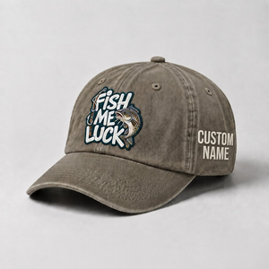Custom Catfish Fish Me Luck Hat, Embroidered Fishing Cap, Personalized Fisherman Gift, Vintage Dad Hat, Outdoor Sport Hat, Fishing Lover - 6