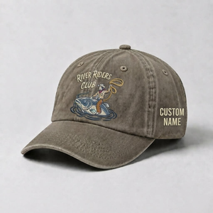 River Riders Club Fishing Hat,  Personalized Fisherman Gift, Cowboy Catfish Embroidered Cap, Vintage Dad Hat, Outdoor Angler Cap - 6