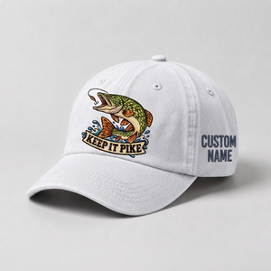 Pike Hat, Custom Keep It Pike Embroidered Cap, Personalized Fisherman Gift, Vintage Washed Cotton Dad Hat, Fishing Merch - 4