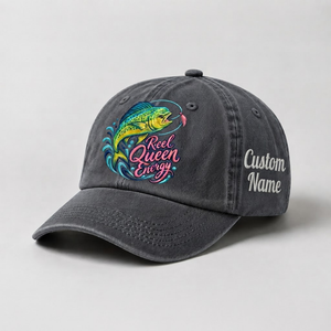 Reel Queen Energy Hat for Women, Custom Fishing Hat for Women, Personalized Mahi Mahi Embroidery Cap,  Gift for Her - 1