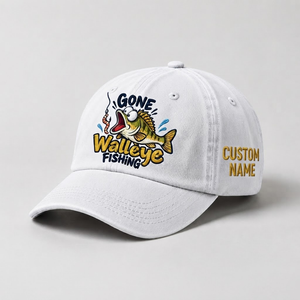 Custom Walleye Hat, Personalized Gone Walleye Fishing Cap, Best Vintage Angler Gift, Fisherman Dad Hat, Outdoor Sports Embroidered Hat - 4