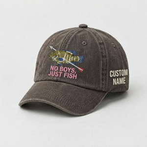 Spearfishing Hats For Women, No Boys, Just Fish Custom Embroidered Baseball Cap, Personalized Vintage Washed Hat, Scuba Diving Gift - 5