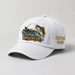 Custom Walleye Hat, Personalized Chasing Walleye Fishing Cap, Vintage Angler Gift, Fisherman Dad Hat, Outdoor Sports Embroidered Hat - 4