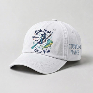 Girls Just Wanna Have Fish Hat, Custom Spearfishing Hat for Women, Personalized Dive Embroidery Cap, Gift For Her - 4