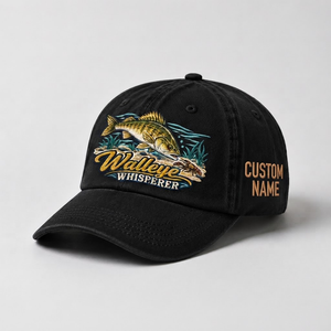 Custom Walleye Hat, Personalized Walleye Whisperer Fishing Cap, Vintage Angler Gift, Fisherman Dad Hat, Outdoor Sports Embroidered Hat - 2