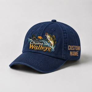 Custom Walleye Hat, Personalized Chasing Walleye Fishing Cap, Vintage Angler Gift, Fisherman Dad Hat, Outdoor Sports Embroidered Hat - 3